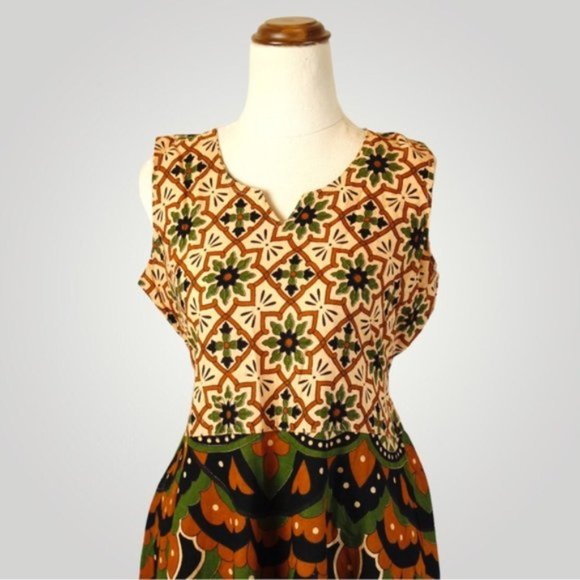 Boho Womens Sleeveless Long Dress size One Size Multicolour Trendy Summer 100% C - Picture 3 of 5
